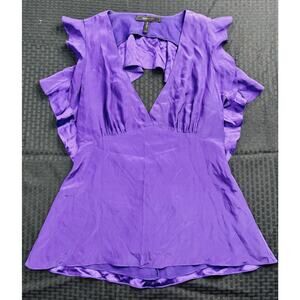 BCBG Maxazria Halter Top, 100% Silk, Purple, Women's Size Medium